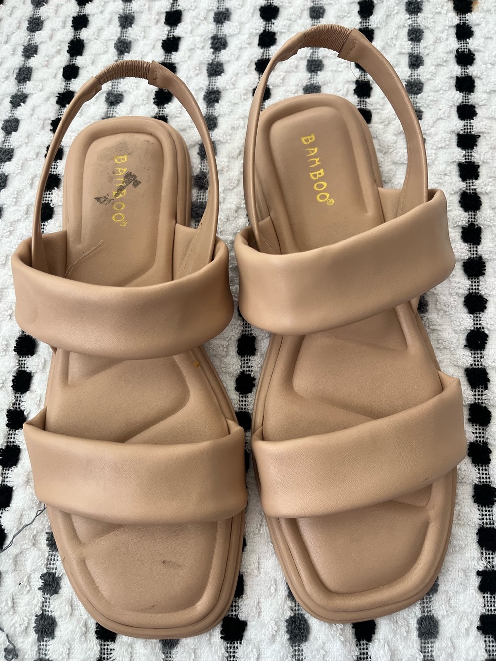 BAMBOO Padded Double-Strap Slingback Sandals - Tan